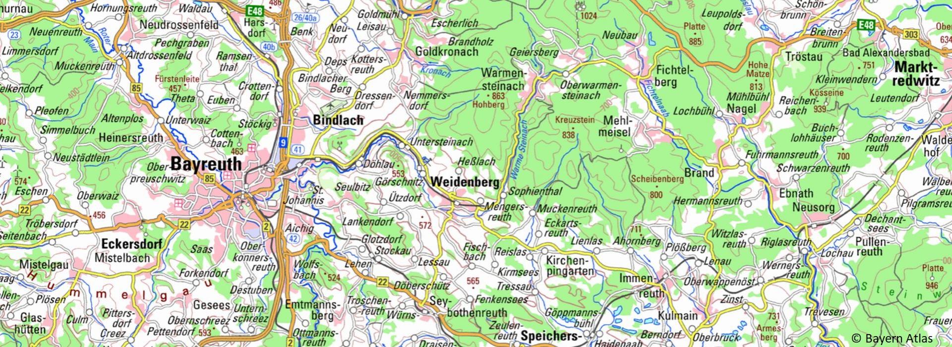 Karte Weidenberg Bayern Atlas